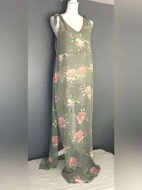 Show Me Your MuMu‎ Rossen Maxi Dress L Sage Green Sheer Chiffon Ethereal Fairy